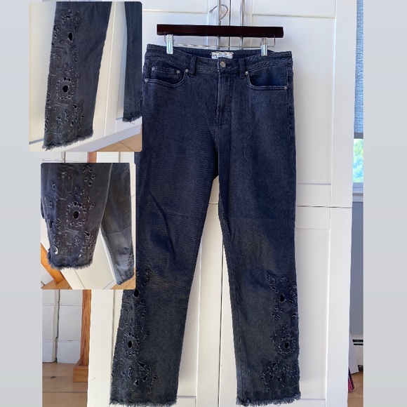 Free People Denim - Free People Eyelet Cutout Distressed Jeans
